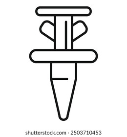 Icono de una pistola de remache que tira de un sujetador de metal, sosteniendo los materiales de construcción juntos