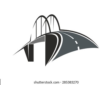 Icon With Road Leading To The Tied Arch Bridge, For Transportation Concept Design