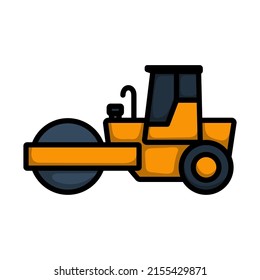 Icon Of Road Roller. Editable Bold Outline With Color Fill Design. Vector Illustration.