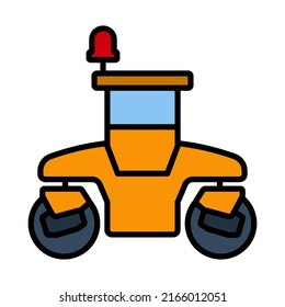 Icon Of Road Roller. Editable Bold Outline With Color Fill Design. Vector Illustration.
