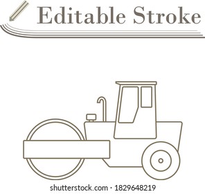 Icon Of Road Roller. Editable Stroke Simple Design. Vector Illustration.