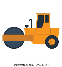 Icon of road roller. Flat color design. Vector illustration.