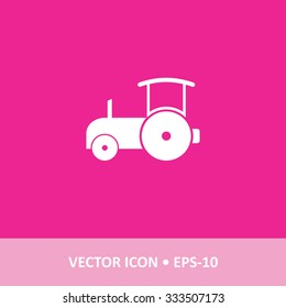 Icon of Road Roller on Magenta Color Background. Eps-10.