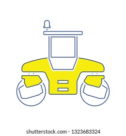 Icon of road roller. Thin line design. Vector illustration.