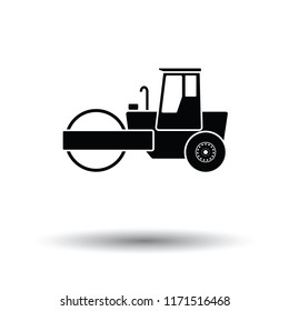 Icon of road roller. White background with shadow design. Vector illustration.