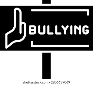 Icon of a road sign board with the word BULLYING representing a public warning about bullying awareness in society