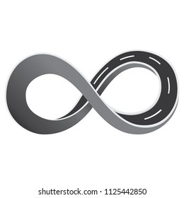 Icon of road structure, asphalt forming way infinite. Ideal for informational and institutional materials