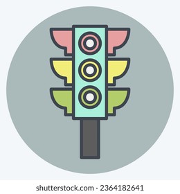Icon Road Traffic. related to Car ,Automotive symbol. color mate style. simple design editable. simple illustration