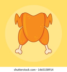 Icon of roasted chicken in flat style. Vector illustration for design and web.