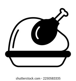 An icon of roasted chicken turkey, vector design of chicken bbq in trendy style