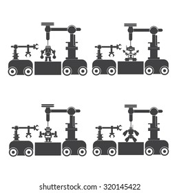 icon robot  on robot Creative. planting, building, construction, construction, automation, production, labor.