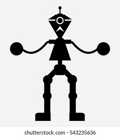 icon robot vector, retro robot, vector robot silhouette 