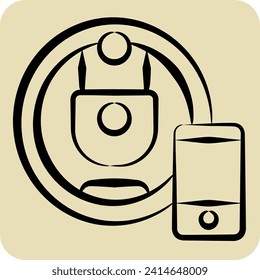 Icon Robotic Vacuum Cleaner. related to Smart Home symbol. hand drawn style. simple design editable. simple illustration
