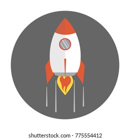 Icon of the rocket. Business idea, start-up, project launch. Modern cartoon vector illustration in a flat style