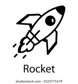 Ein Symbol der Rakete im Doodle-Stil 