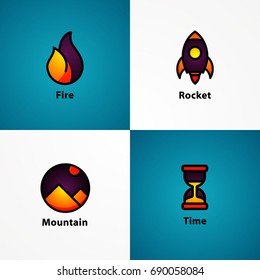 Icon Rocket Fire Mountain Desert Time 