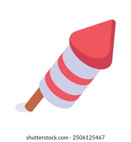 Icon of rocket firecracker, modern vector of banger in isometric style