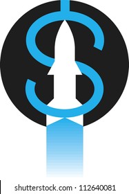 Icon of a rocket forming a dollar sign