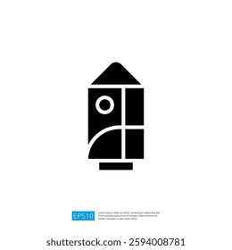 Icon of a Rocket Launching with Abstract Design Elements Representing Innovation and Success in Technology and Business