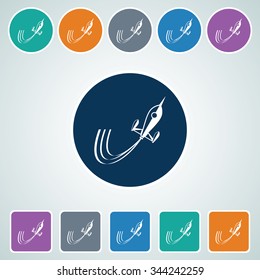 Icon of Rocket in Multi Color Circle & Square Shape. Eps-10.