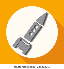 Icon Rocket on white circle with a long shadow