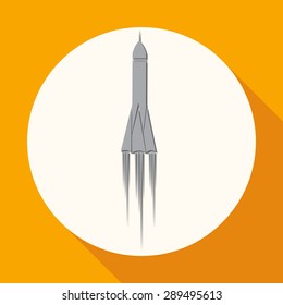 Icon Rocket on white circle with a long shadow