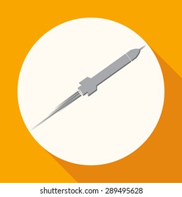 Icon Rocket on white circle with a long shadow