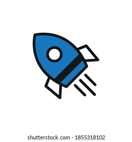 Symbol der Rakete. Einfache Vektorgrafik auf weißem Hintergrund.