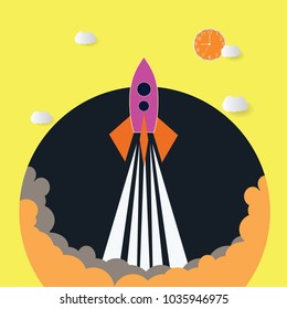 Icon rocket soared into the sky. Concept-driven business.