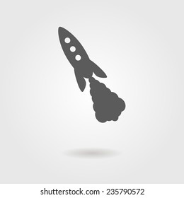 icon rocket takes off with shadow. concept of business startup and success. logo design vector illustration