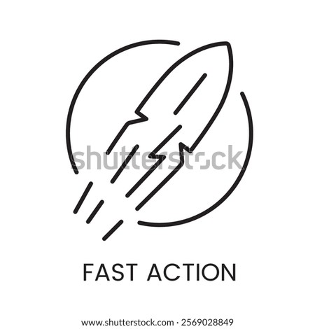 An icon of a rocket in vector, symbolizing fast action or quick response, with an editable stroke.