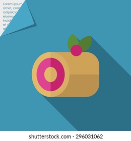 Icon of roll cake with berry on top