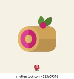 Icon of roll cake with berry on top