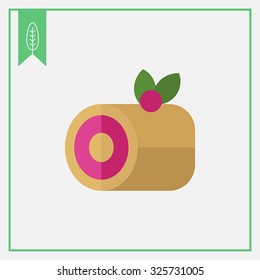 Icon of roll cake with berry on top