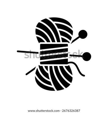 Icon of a roll of yarn and a needle for embroidery or knitting