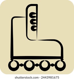 Icon Roller Skate. related to Skating symbol. hand drawn style. simple design illustration