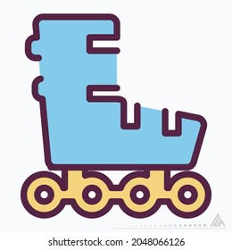 Icon Roller Skates - Line Cut Style - Simple illustration, Editable stroke, Design template vector, Good for prints, posters, advertisements, announcements, info graphics, etc.