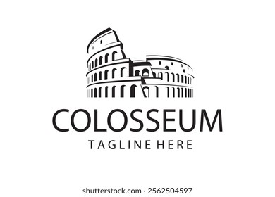 icon of Roman Colosseum building isolated on white background