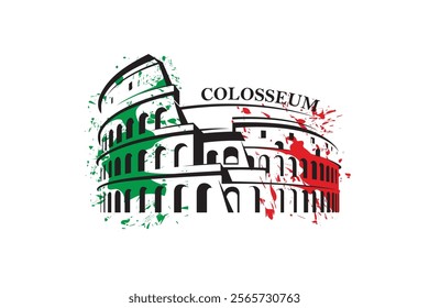 icon of Roman Colosseum building isolated on white background