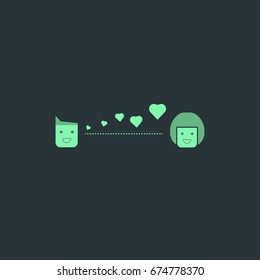 Icon romantic. Man and women giving a hearth for love. Couple design. Vector illustration