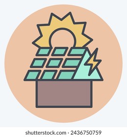 Icon Rooftop PV. related to Solar Panel symbol. color mate style. simple design illustration.