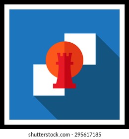 Icon of rook, chessman, in circle
