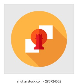 Icon of rook, chessman, in circle