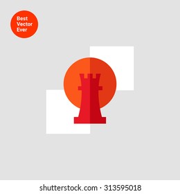 Icon of rook, chessman, in circle