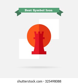 Icon of rook, chessman, in circle