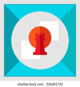 Icon of rook, chessman, in circle