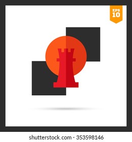 Icon of rook, chessman, in circle