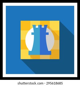 Icon of rook, chessman, in square