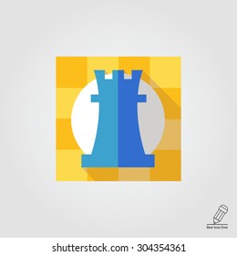 Icon of rook, chessman, in square