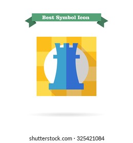 Icon of rook, chessman, in square